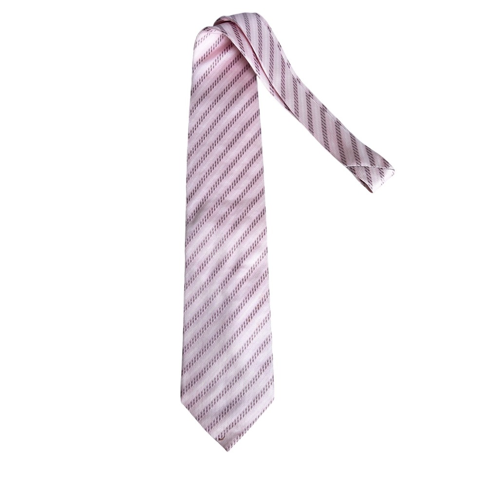 Roberto Villini Silk Tie Pink Diagonal Stripe Regular 3.75" x‎ 60" Formal Preppy